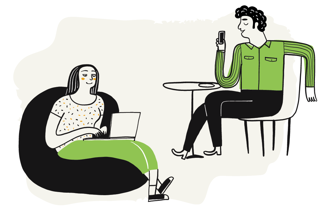 Illustration of two people talking Illustration of two people talking