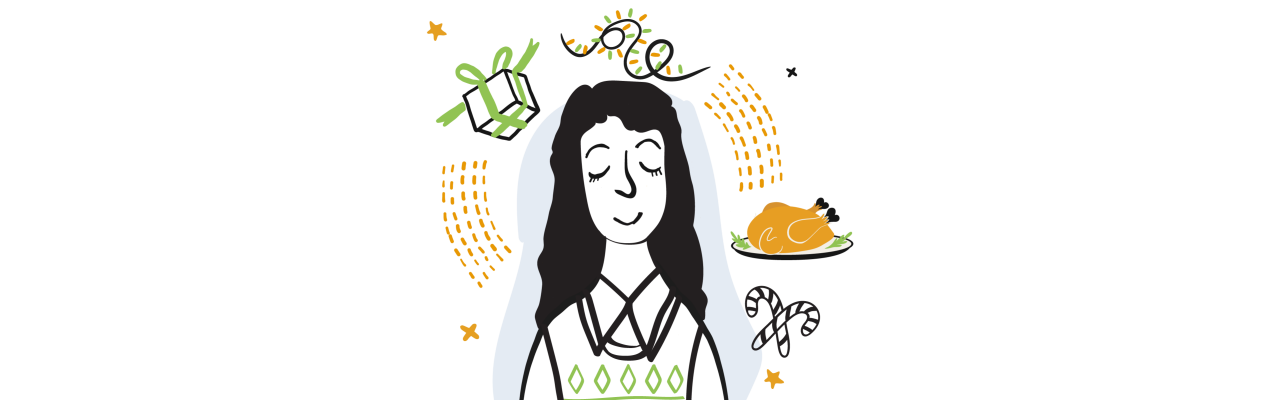 Illustration of woman thinking about the holidays